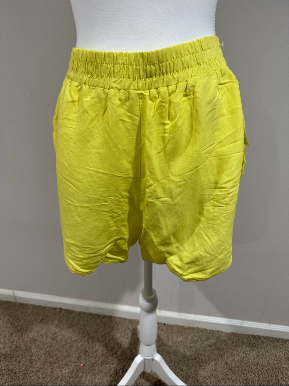 Blank NYC Neon Yellow High-Waist Elastic Shorts